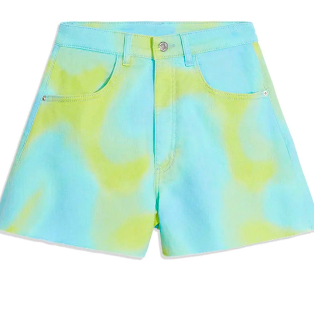NWT Flare Stretch Twill Denim Bell Short women’s 2 tie dye 25 WeWoreWhat $69